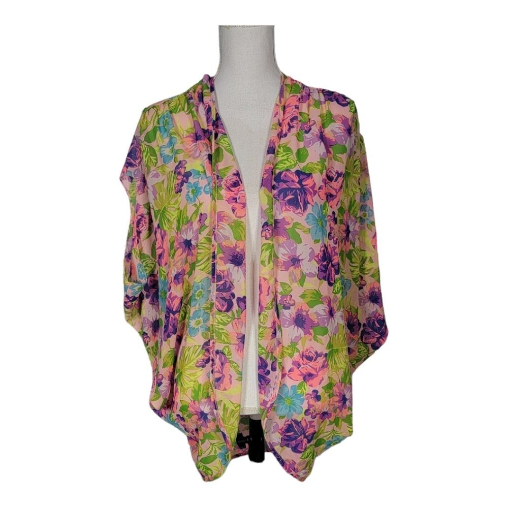 Nymphe Kimono Pink Floral Neon Size Small Tropical Neon